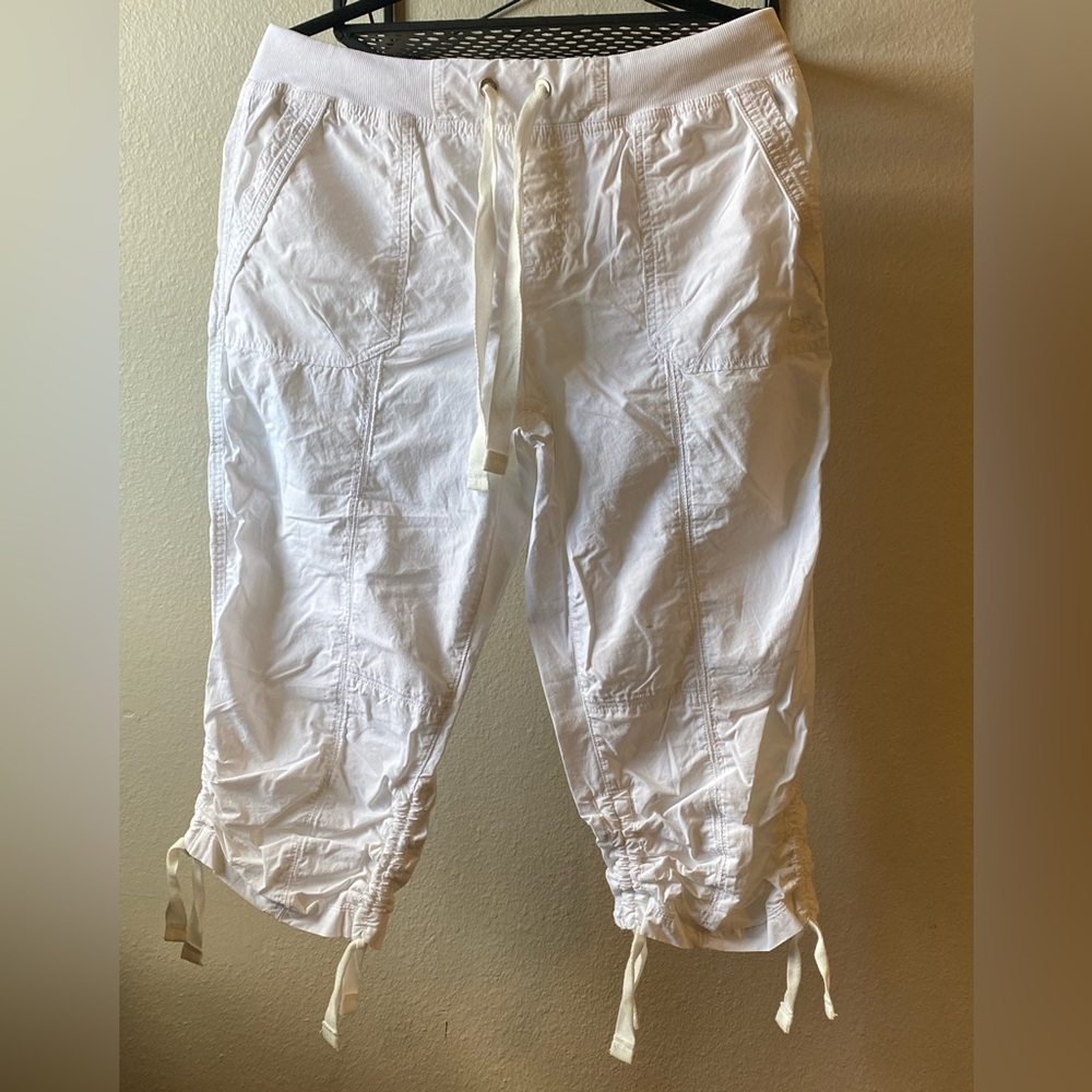 Calvin Klein White Cargo Capris